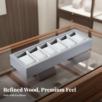 Wood Grain Finish Wooden Watch Organizer Tray Elegant Design Watch Display Tray Saves Space Soft Lining for Retailers, Men, Women, Retail Shop, Showcase, Countertop, Dresser