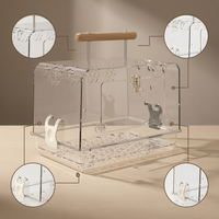 Portable Acrylic Bird Carrier Cage for Parrots, Cockatiels, Peonies, and Budgerigars - Travel Cage for Small Birds