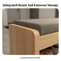 Slim Profile Upholstered Shoe Changing Stool Space-Saving Multi-Tier Shoe Stool 2-in-1 Design Entryway Bench Sturdy and Long-Lasting for Apartment Dwellers, Families, Homeowners, Hallway, Mudroom, Living Room, Bedroom