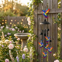 Outdoor Hummingbird Wind Chime Porch Wind Chime with Bells Balcony Hanging Bell Decoration Colorful for Gardeners