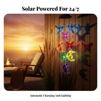 Solar Hummingbird Wind Chime LED Hummingbird Hanging Light Automatic activation/Off Color Changing Garden Mobile for Patio, Yard, Balcony