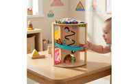 Natural Wood Finish Wooden Car Track Toy Painted Accents Wooden Ball Track Structure for Children