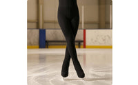 High Waistband Figure Skating Tights Opaque Fleece-Lined Skating Tights Reinforced Seams Sportswear Plain Finish for Children