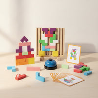 Pattern Block Game with Bell Double-Sided Block Puzzle with Bell Pattern Matching Puzzle Game Interactive Brain Teaser