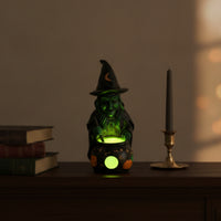 Witch Pot Lamp Gothic Halloween Pot Light Compact Witch Figurine with Light for Mantel