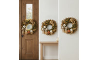 Wreath with Burlap Bow Rustic Harvest Wreath Farmhouse for Entryway, Mantel