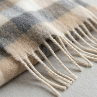 Thick Mohair Scarf for Women Winter Warm Wrap Shawl with Tassel Fringe, Long Scarves for Ladies Cold Weather, Striped Pattern