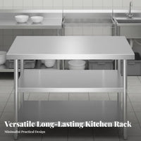 Stainless Steel Work Table Sturdy Commercial Kitchen Prep Table Easy to Clean Heavy Duty Food Prep Station for Chefs, Home Cooks, Bar, Pantry, Garage