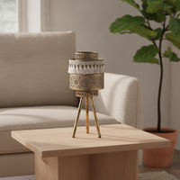Centerpiece Tripod Candle Holder Vintage Metal Candle Holder Antique-Style Lantern with a Metal Hoop Openwork for Dining Table, Living Room