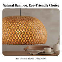 Handmade Bamboo Hanging Light Vintage Inspired Bamboo Hanging Light Easy Installation Woven Rattan Lamp Adjustable Height for Restaurant Owners, Interior Designers, DIY Enthusiasts, Teahouse, Dining Room, Bedroom, Kitchen Island