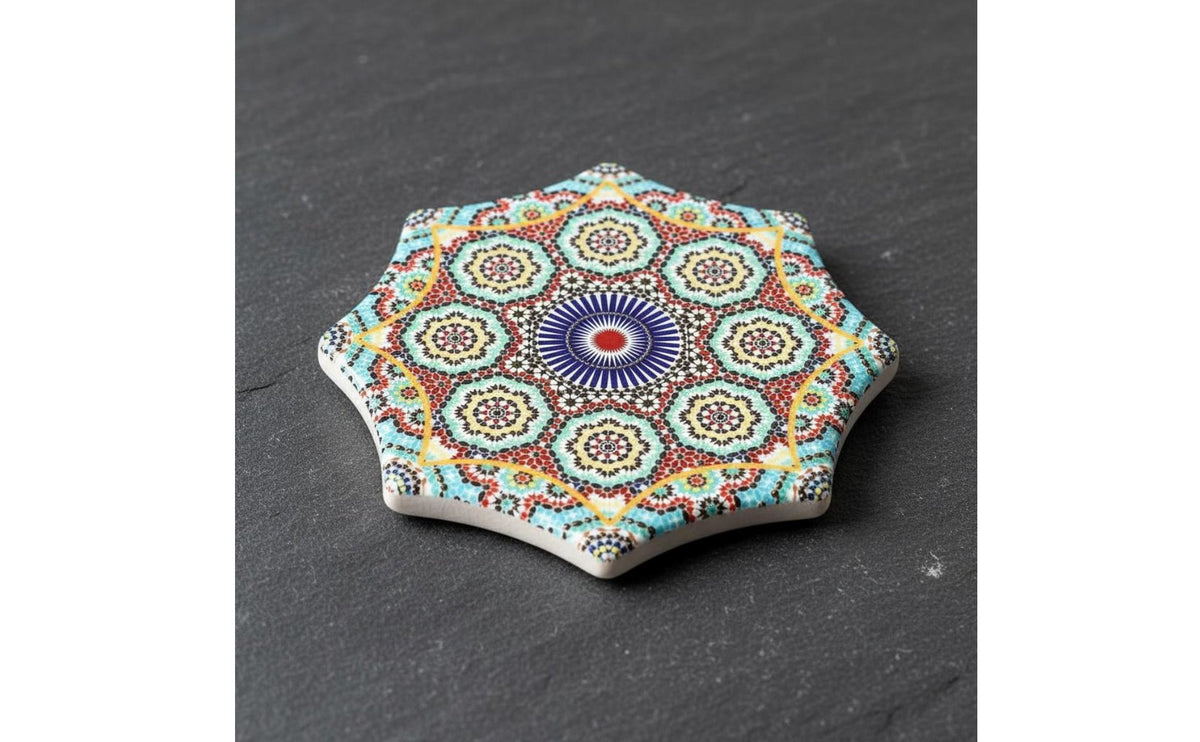 South Seas Theme Ceramic Coaster Embossed Tea Cup Coaster Decorative Tea Cup Mat Easy to Clean for Homestay, Coffee Shop