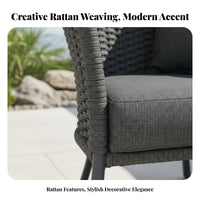 3 Pieces Waterresistant 3-Piece Woven Seating set sun-resistant 3 Piece Patio Seating Group Weather-Resistant Outdoor Furniture long-lasting Construction for Hotel Owners, Apartment Dwellers, Courtyard, Balcony, Garden, Porch