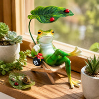 Creative Reclining Frog Garden Decor Figurine for Patio Balcony Home Decoration