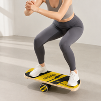 Balance Core Training Exercise Equipment, Wooden, Yellow & Black, For Kids & Adults, Indoor Play, Surfing, Ski Practice