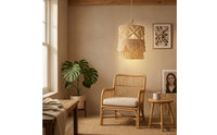 Handmade Macrame Lampshade Cylindrical Macrame Pendant Light Shade Decorative Lampshade with Fringe Unique Design for Bedroom, Cafe