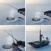 Ice Fishing Rod Set with Solid Carbon Fiber Short Section Rod