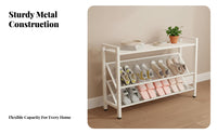 Space Saving Multi-Tier Shoe Rack Sturdy Construction Freestanding Entryway Shoe Stand Rust-Resistant Multifunctional for Homeowners, Families, Hallway, Small Areas, Bedroom, Dorm Room