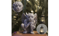 Light-up Gargoyle with Lantern Resin Garden Gargoyle Statue Gothic Devil Figurine Waterproof for Balcony