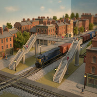 Miniature Model Overpass with Stairways Assembled Pedestrian Overpass for Train Stations
