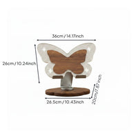 Decorative Computer Riser Heat Dissipation Butterfly Laptop Stand 360° Rotating Hardwood Base and Acrylic Tablet Stand for Home Office