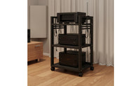 Waterproof Home Theater Equipment Shelf Steel Frame Construction Multi-Tier Audio Rack With Wheels Rolling Stereo Stand Scratch Resistant for Audiophiles
