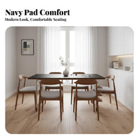 Rectangular Wood-Frame Dining Set Sintered Stone surface Table and Chair set mid-20th centuryperiod Modern Design Home Furniture for Hosts, Dinner Parties