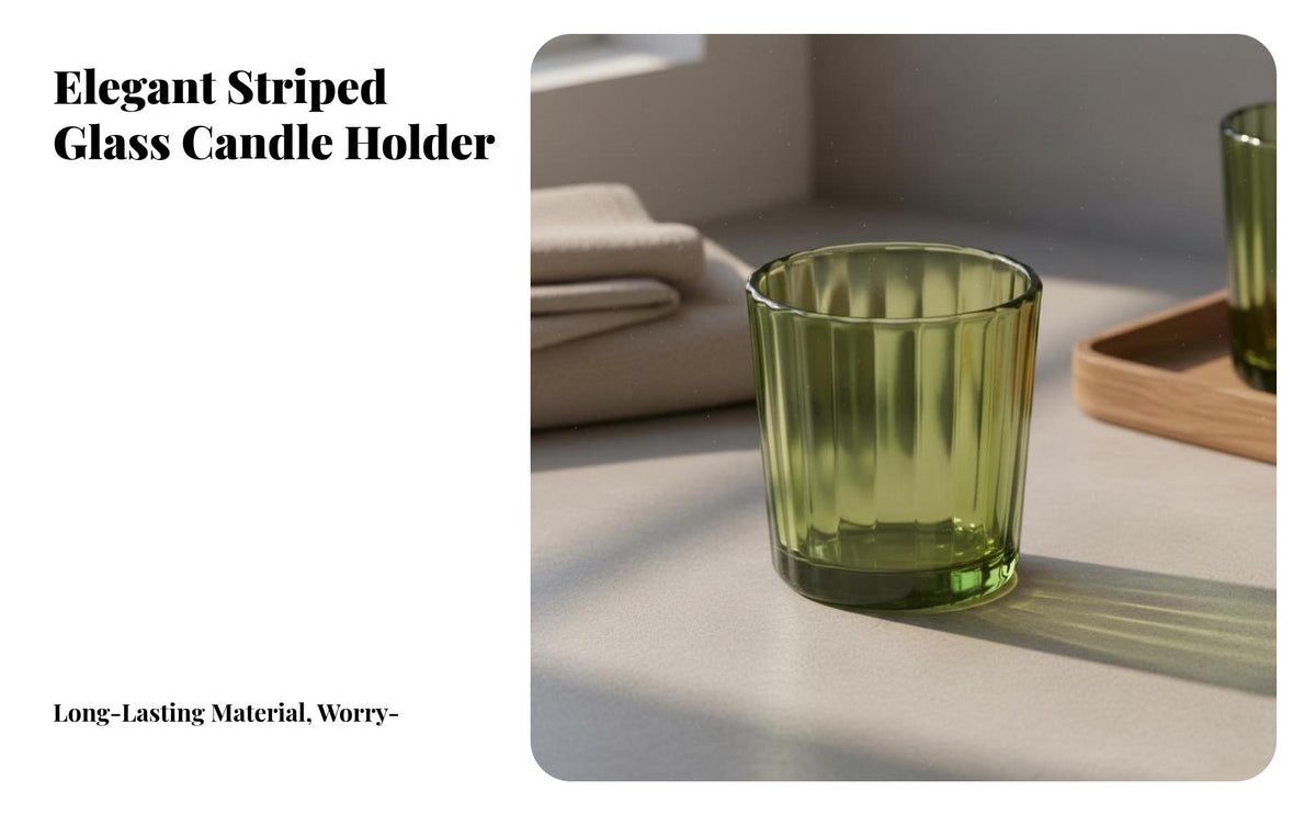 Reusable Ribbed Glass Candle Holder Elegant Striped Glass Candle Cup Easy to Clean for Event Planners, Bedroom, Holiday Celebration, Wedding