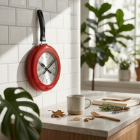 Frying Pan Timepiece Black Handle Home Decor Stainless Steel