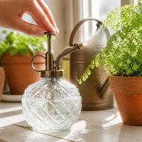 Vintage Embossed Glass Spray Bottle for Gardening and Home Use