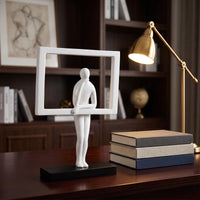 Abstract Figure Sculpture Modern Sculpture with Metal Frame Artistic Highlight Figurine for Bookshelf