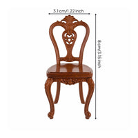 Dollhouse Chair with Carved Backrest Ornate Miniature Backrest Chair Micro for Collectors