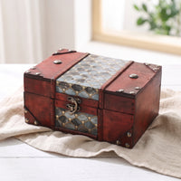 Wooden Storage Box Antique-Reminiscent of Wooden Jewelry Box Decorative Organizer for Dresser