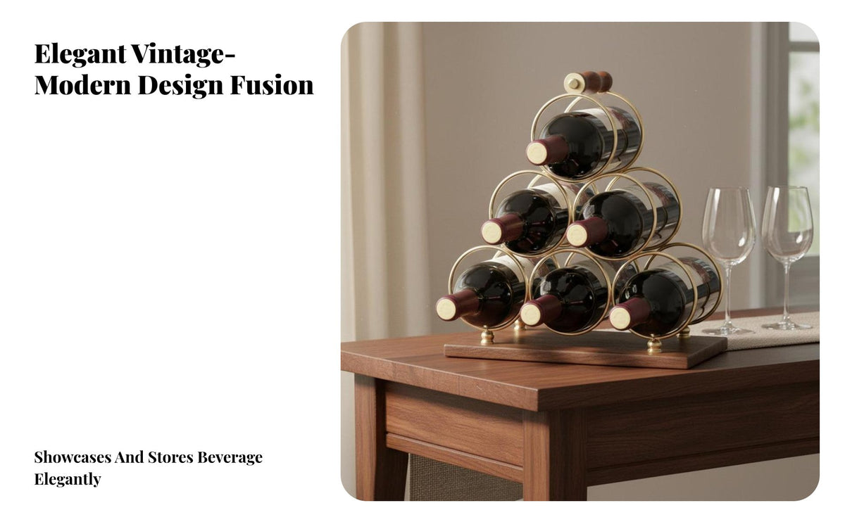 Stylish Design Freestanding Wine Stand Artistic Display Countertop Wine Holder Sturdy Construction Bar Accessory Space Saving for Homeowners, Gift Givers, Adults, Living Room, Tabletop, Kitchen, Pantry
