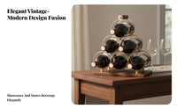 Stylish Design Freestanding Wine Stand Artistic Display Countertop Wine Holder Sturdy Construction Bar Accessory Space Saving for Homeowners, Gift Givers, Adults, Living Room, Tabletop, Kitchen, Pantry