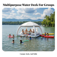 Buoyant Island with Canopy Portable Design Inflatable Buoyant Pavilion Large Capacity Inflatable Water Cabana for Yacht Owners, Boaters, Sea, Lake