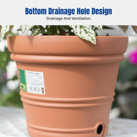Resin Embossed Round Flower Pot, Indoor Planter, Balcony Garden Container, Multiple Colors, Italian Design