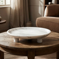 Mineral Fruit Bowl Elegant Marble Pedestal Bowl Sculptural Tableware for Living Room