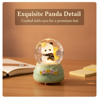 Cute Panda Crystal Ball Ornament with Luminous Feature, Mini Cartoon Pet Figurine for Students, Birthday Gift