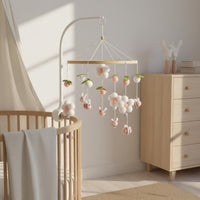 Nordic Design Flower Bee Mobile Nature Themed Bee Crib Mobile Soothing Bells Baby Bed Chime Soft Sound for Newborns