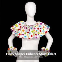 Glossy Clown Collar and Cuffs Lightweight Clown Collar Circus Style Spotted Cuffs Elastic