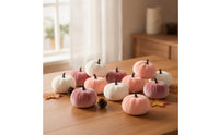 12 Pieces Velvet Pumpkins Thanksgiving Textile Pumpkins Soft Ornaments for Halloween