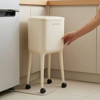 High-Legged Double-Bin Trash Can Glossy Finish Two-Section Trash Can Rounded Corners Double Garbage Bin Rectangular