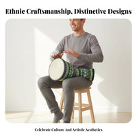 Goatskin Drumhead Djembe Drum Authentic Goat Skin Head Rope-Tuned Djembe Lightweight Percussion Instrument Beginner Friendly for Beginners, Musicians, Home Practice, Jam Sessions, Performances, Outdoor Gatherings
