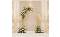 3 Pieces Gold Backdrop Arch Stand Elegant Arch Backdrop Stand Cylindrical Wedding Arches Slim for Event Decorators, Weddings, Parties, Photo Booths