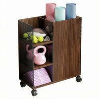 Sports Storage Cabinet Uncovered Shelves Mobile Storage Cabinet Rolling Organizer Compact Easy Reach for Gym
