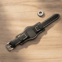 Vintage-Style Leather Watch Strap Perforated Watch Strap with Metal Buckle Layered Rugged for Men