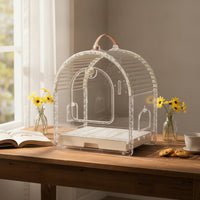 Portable Bird Cage Transparent Travel Carrier Comfortable Pet Supply for Small Birds