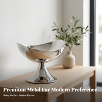 Fluted Pedestal Tray Desktop Moon-Shaped Tray Electroplated