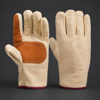 Canvas Gloves with Leather Palm Work Gloves with Reinforced Palm Firm Grip for Machining
