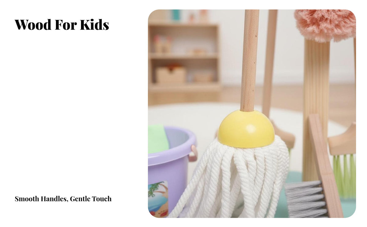 Kids Cleaning Set Role-Playing Fun Kids Broom and Mop Set Realistic Design Toy Cleaning Tools with Stand Storage